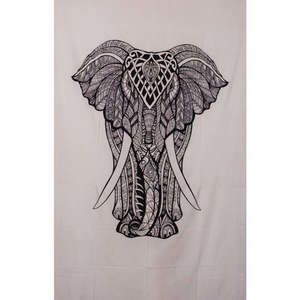 Black & White Indian Elephant Tapestry by Zest For Life
